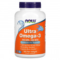 Ultra omega-3 fish gelatine (омега в рыбьем желатине, рыбий жир) 180 капсул NOW Foods
