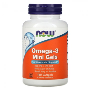 Omega-3 Mini 180EPA/120DHA 500 мг (омега, рыбий жир) 180 капсул Now Foods