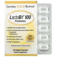 LactoBif (пробиотики) 30 млрд КОЕ, 60 вег. капсул California Gold Nutrition