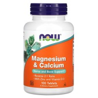 Magnesium Calcium 2:1 (магний, кальций) 100 таблеток NOW Foods