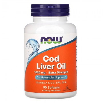 Cod liver oil 1000 мг (жир печени трески) 90 капсул NOW Foods