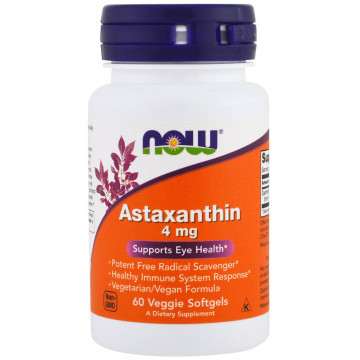 Astaxanthin 4 мг (Астаксантин) 60 растительных капсул NOW FOODS
