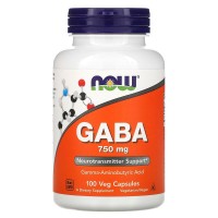 GABA 750 мг 100 вег. капс. NOW Foods
