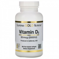 Vitamin D3 (витамин D) 2000ME 360 гелевых капсул California Gold Nutrition