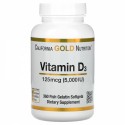 Vitamin D3 5000ME (витамин D) 360 гелевых капсул California Gold Nutrition