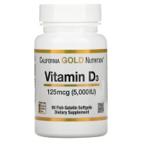 Vitamin D3 (витамин D) 5000ME 90 гелевых капсул California Gold Nutrition