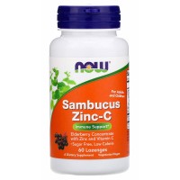 SAMBUCUS ZINC-C Цинк с витамином С и бузиной, 60 пастилок NOW Foods