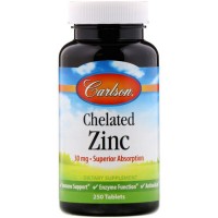 Chelated Zinc (хелатный цинк) 250 таблеток Carlson Labs