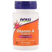 Vitamin A 10000 ME (витамин А) 100 гелевых капсул NOW Foods