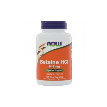 Betaine HCI (бетаин гидрохлорид) 648 мг 120 растительных капсул NOW Foods