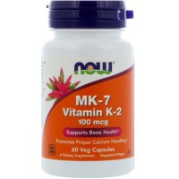MK-7 Vitamin K-2 (витамин K2) 100 мкг 60 растительных капсул NOW Foods