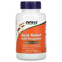 Acid Relief with Enzymes (от изжоги, баланс кислотности) 60 жевательных таблеток NOW Foods