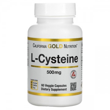 L-Cysteine 500 мг (цистеин) 60 растительных капсул California GOLD Nutrition