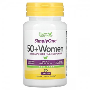 SimplyOne, Women’s 50+ Triple Power Multivitamins Iron Free (мультивитамины без железа для женщин) 30 таблеток Super Nutrition