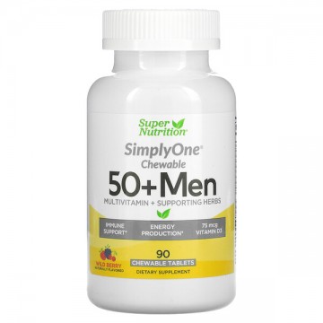 SimplyOne 50+ Men Multivitamin + Supporting Herbs (мультивитамины для мужчин) 90 жевательных таблеток Super Nutrition