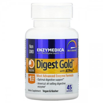 Digest Gold with ATPro (пищеварительные ферменты, энзимы) 45 растительных капсул ENZYMEDICA