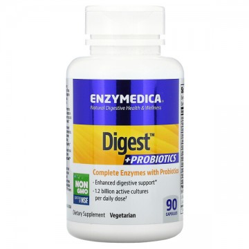 Digest + Probiotics (пищеварительные ферменты, энзимы, пробиотики) 90 растительных капсул ENZYMEDICA