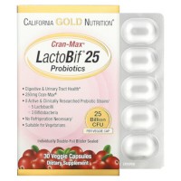Lactobif 25 Billion + Cranmax 30 растительных капсул (пробиотики) California Gold Nutrition