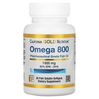 Omega 800 Pharmaceutical Grade Fish Oil 80% EPA/DHA Triglyceride Form 1000 мг (омега, рыбий жир) 30 капсул California Gold