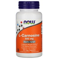 L-Carnosine 500 мг (карнозин, L-карнозин, бета-аланил-L-гистидин, дипептид, аланин, гистидин) 50 растительных капсул NOW Foods