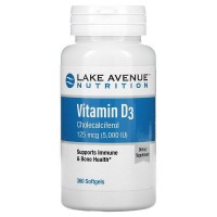 Vitamin D3 125 мкг 5000 МЕ (витамин D) 360 мягких капсул Lake Avenue