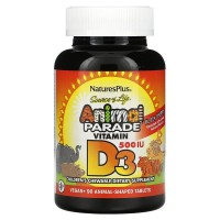 Vitamin D3 Animal Parade 500МЕ (витамин D для детей) 90 жевательных таблеток Natures Plus