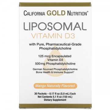 Liposomal Vitamin D3 125 мкг (5,000 МЕ) 30 пакетиков по 5 мл California GOLD
