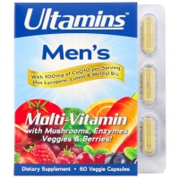 Men's Multivitamin with CoQ10, Mushrooms, Enzymes, Veggies & Berries (мультивитамины для мужчин) 60 растительных капсул Ultamins