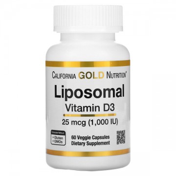 Liposomal Vitamin D3 25 мкг (1000 МЕ) 60 растительных капсул California GOLD