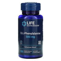 D, L-Phenylalanine 500 мг (фенилаланин) 100 растительных капсул Life Extension
