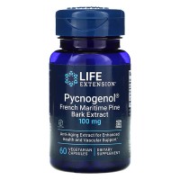 Pycnogenol 100 мг (экстракт сушеной французской приморской сосны, пикногенол) 60 растительных капсул Life Extension