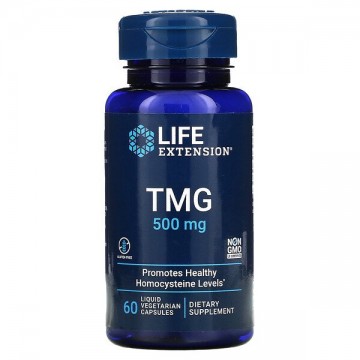 TMG 500 мг (Триметилглицин) 60 растительных капсул с жидкостью Life Extension