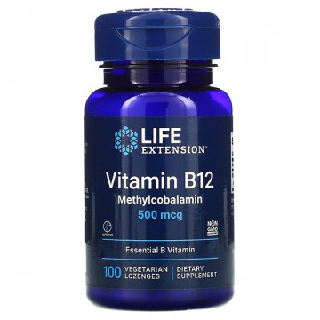 Vitamin B12 Methylcobalamin 500 мкг (метилкобаламин, витамин B12) 100 растительных леденцов Life Extension