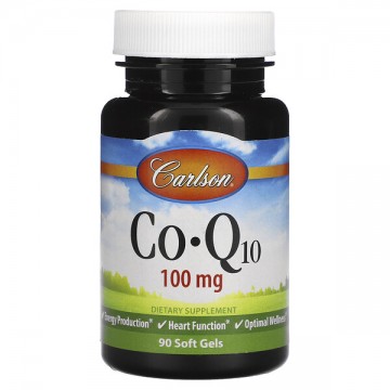 CoQ10 100 мг (коэнзим Ку10, Ку-10, витамин Е) 90 мягких желатиновых капсул Carlson Labs