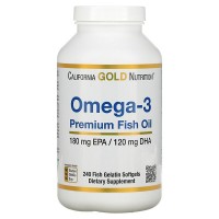 Omega-3 Premium Fish Oil (омега, рыбий жир) 240 гелевых капсул California Gold