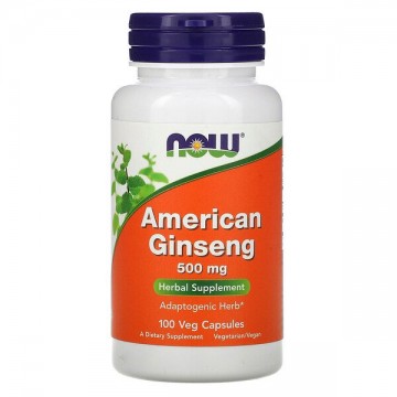 American Ginseng 500 мг (Американский женьшень) 100 растительных капсул NOW Foods
