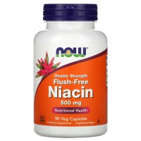 Flush-Free Niacin 500 мг (ниацин, витамин B3, инозитол) 90 растительных капсул NOW Foods