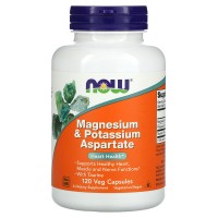 Magnesium & Potassium Aspartate (магний, калий, аспартат) 120 растительных капсул NOW Foods