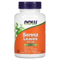 Senna Leaves 470 мг (сенна, растительное слабительное) 100 растительных капсул NOW Foods