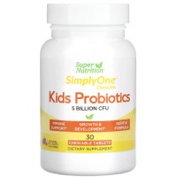 Kids Probiotics 5 млрд КОЕ (пробиотики для детей со вкусом лесных ягод) 30 жевательных таблеток Super Nutrition