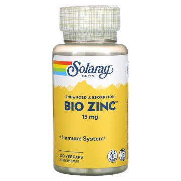 Bio Zinc (Био Цинк, витамин B6) 15 мг 100 растительных капсул Solaray