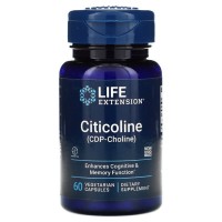 Citicoline (CDP-Choline, холин) для памяти и когнитивных функций, 60 растительных капсул, Life Extension