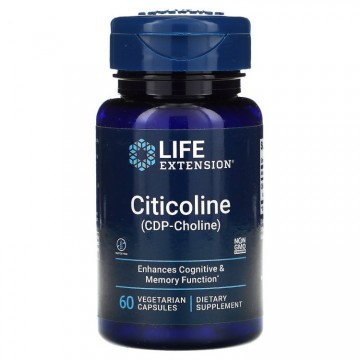 Citicoline (CDP-Choline, холин) для памяти и когнитивных функций, 60 растительных капсул, Life Extension
