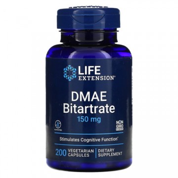 DMAE Bitartrate 150 мг (ДМАЭ, 2-диметиламиноэтанол) 200 растительных капсул Life Extension