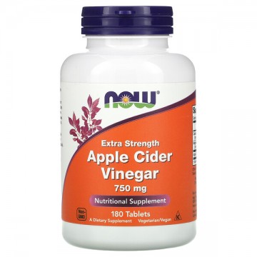 Apple Cider Vinegar Extra Strength 750 mg (яблочный уксус) 180 таблеток NOW Foods