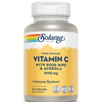 Витамин С Solaray Vitamin C with Rose Hips & Acerola 1000 mg Timed-Release, 100 растительных капсул