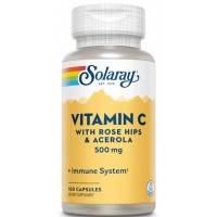Витамин С Solaray Vitamin C with Rose Hips & Acerola 500 mg Timed-Release, 100 растительных капсул
