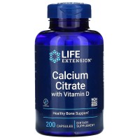 Кальций и витамин D3 Life Extension Calcium Citrate with Vitamin D, 200 растительных капсул