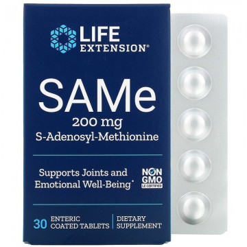 SAMe (Disulfate Tosylate) 200 мг (S-аденозилметионин) 30 таблеток Life Extension