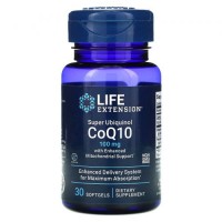 Super Ubiquinol CoQ10 with Mitochondrial 100 мг (Убихинол, коэнзим Q10, мумие) 30 желатиновых капсул Life Extension